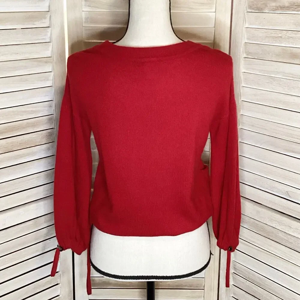 Childress Y2K Red 100% Cashmere Cropped Blouson Pocket Sweater 1 S